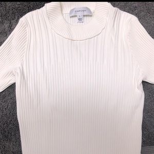 Carven rib knit crew neck top white size  small